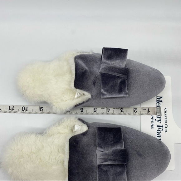 Charter Club
Women's Velvet Bow Slippers With Faux Fur in Grey - Picture 5 of 9